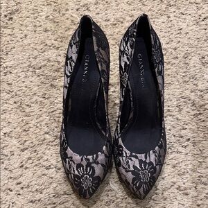 Gianni Bini Black Floral Lace Heels